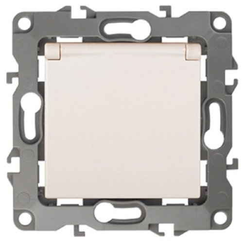 Розетка с заземлением без рамки Эра S12 1-м крышка шторки 16А слоновая кость фото Розетка с заземлением без рамки Эра S12 1-м крышка шторки 16А слоновая кость картинка